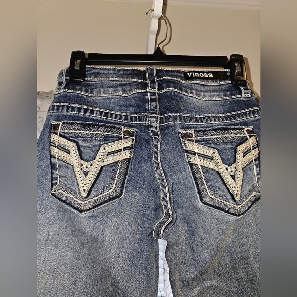 2 FOR $50 VIGOSS Heritage Fit Blue Medium Wash Capri Jeans - Picture 8 of 8